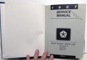 1987 Chrysler Dodge Plymouth RWD Car Service Shop Manual Fifth Avenue Diplomat