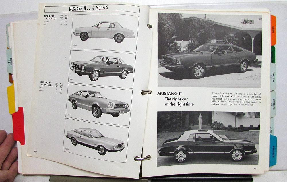 1974 Ford Car Facts Dealer Album Mustang II Thunderbird Torino Pinto