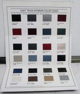 1989 Ford Light Truck Exterior Colors Paint Chips Brochure Bronco Pickup Van