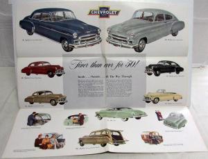 1950 Chevrolet Styleline Fleetline Belair Color Sales Brochure Folder Original