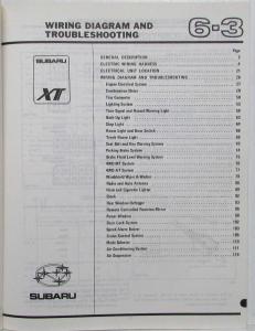 1985 Subaru XT Service Shop Repair Manual and Supplement