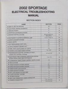 2002 Kia Sportage Electrical Troubleshooting Manual