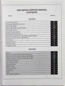 1995 Kia Sephia Service Shop Repair Manual - 2 Volume Set