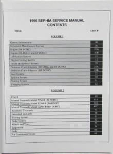 1995 Kia Sephia Service Shop Repair Manual - 2 Volume Set