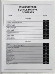 1995 Kia Sportage Service Shop Repair Manual - 2 Volume Set