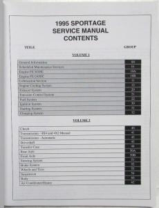 1995 Kia Sportage Service Shop Repair Manual - 2 Volume Set