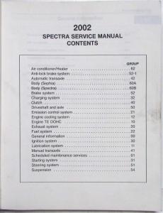 2002 Kia Spectra Service Shop Repair Manual