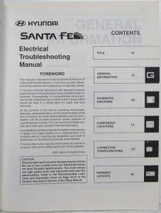 2001 Hyundai Santa Fe Electrical Troubleshooting Manual Supplement