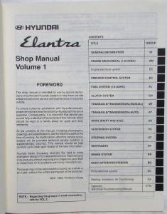 1996 Hyundai Elantra Service Shop Repair Manual - 2 Volume Set