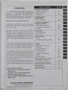 1997 Suzuki Swift 1000/1300 Supplementary Service Shop Repair Manual