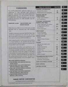 1998 Suzuki Esteem Supplementary Service Shop Repair Manual