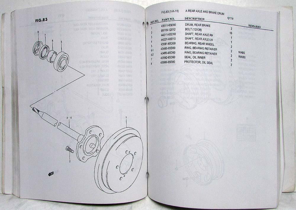 1998 Suzuki Grand Vitara Parts Book Catalog - July - Model Year 1999