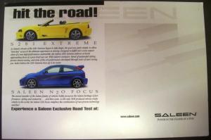 2004 Saleen Dealer Brochure Card N20 Focus S281 Extreme FORD MUSTANG SHELBY GT