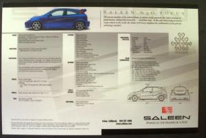 2004 Saleen Dealer Brochure Card N20 Focus Ford Original Nice!