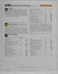 1989 Caterpillar D8L Track-Type Tractor Sales Spec Folder