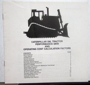 1982 Caterpillar D8L Tractor Performance Data and Cost Factors Booklet