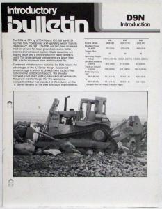 1987 Caterpillar D9N Introductory Bulletin