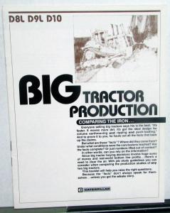 1983 Caterpillar D8L D9L D10 Big Tractor Production Comparison Booklet