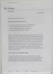 2002 Cadillac CTS Product News Media Information Press Kit - Frankfurt Auto Show