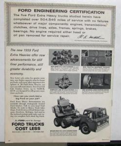 1959 Ford Super Duty Fleet Trucks Info Brochure F950 C850 F1100 T950