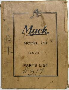 1935 Mack Truck CH Standard Dual Reduction Chassis Model Parts Book - Number 317