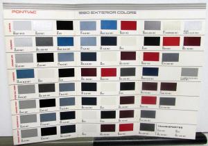 1990 Pontiac Exterior Colors Paint Chips & Trim & Interior Colors Sales Folder