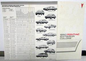 1990 Pontiac Exterior Colors Paint Chips & Trim & Interior Colors Sales Folder