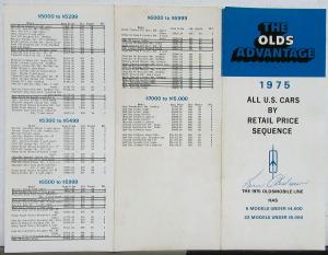 1975 Oldsmobile Advantage Retail Price Sequence of ALL Cars Sales Folder Orig