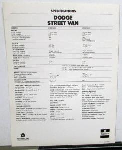 1976 Dodge Street Van Dealer Sales Brochure B100 B200 Custom Van Original