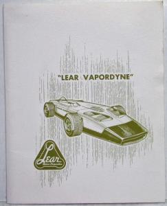 1969 Lear Vapordyne Steam Race Car Media Information Press Kit from Lear Motors