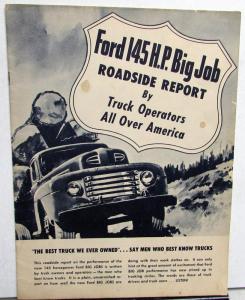 1948 Ford Truck Dealer Brochure 145 HP Big Job Roadside Report F7 F8 Testimonial