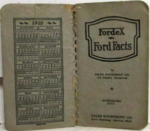 1925 Fordex Ford Facts Pocket Reference - Model T Fordson Tractor Lincoln