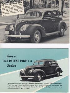 1936 and 1938 Ford Cars Set of 4 Vintage Postcards