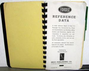 1936 Fordex Sales Reference Data Book Ford Car Truck Lincoln-Zephyr Seco Publish