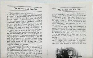 1913-1914 ? Ford Model T The Doctor and His Car Sales Brochure Reproduced