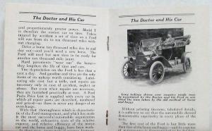 1913-1914 ? Ford Model T The Doctor and His Car Sales Brochure Reproduced