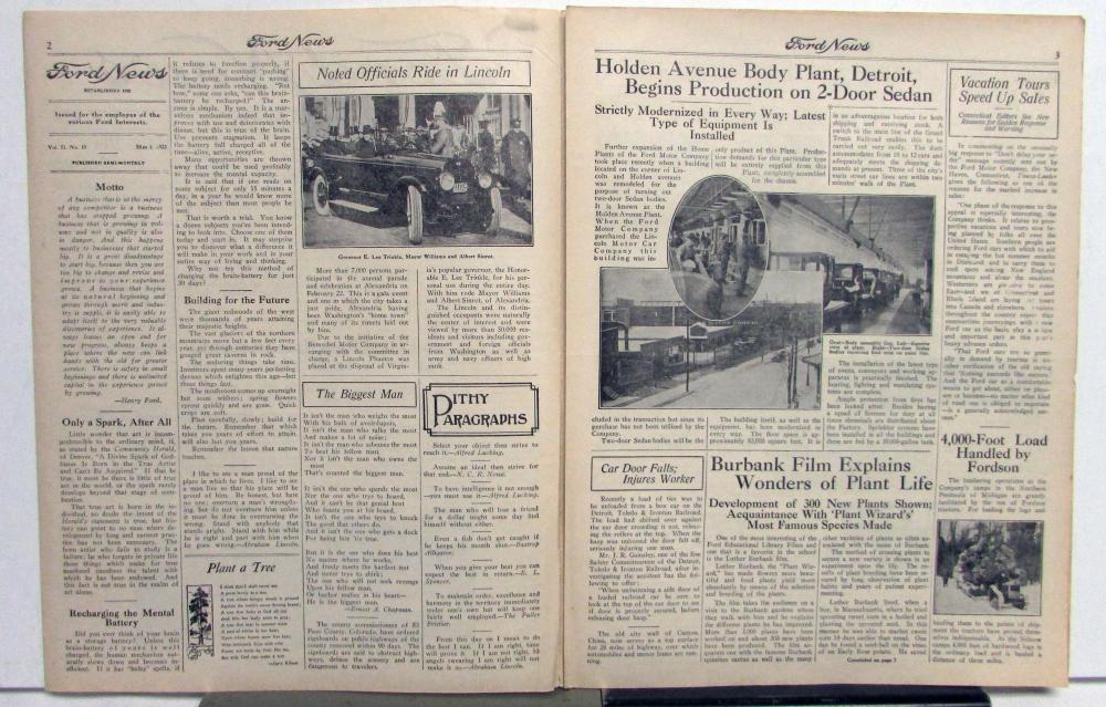 1923 Ford News 5/8/23 Model T Employee Paper