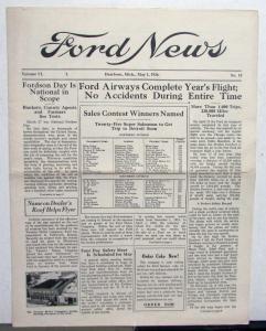 1926 Ford News 5/1/26 Model T Employee Paper