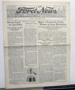 1926 Ford News 6/15/26 Model T Employee Paper