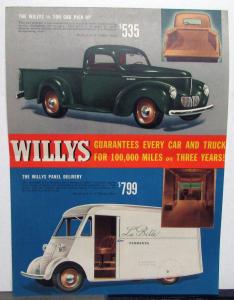 1940 Willys Half Ton Pickup Truck & Panel Delivery Commercial Cars Sales MAILER