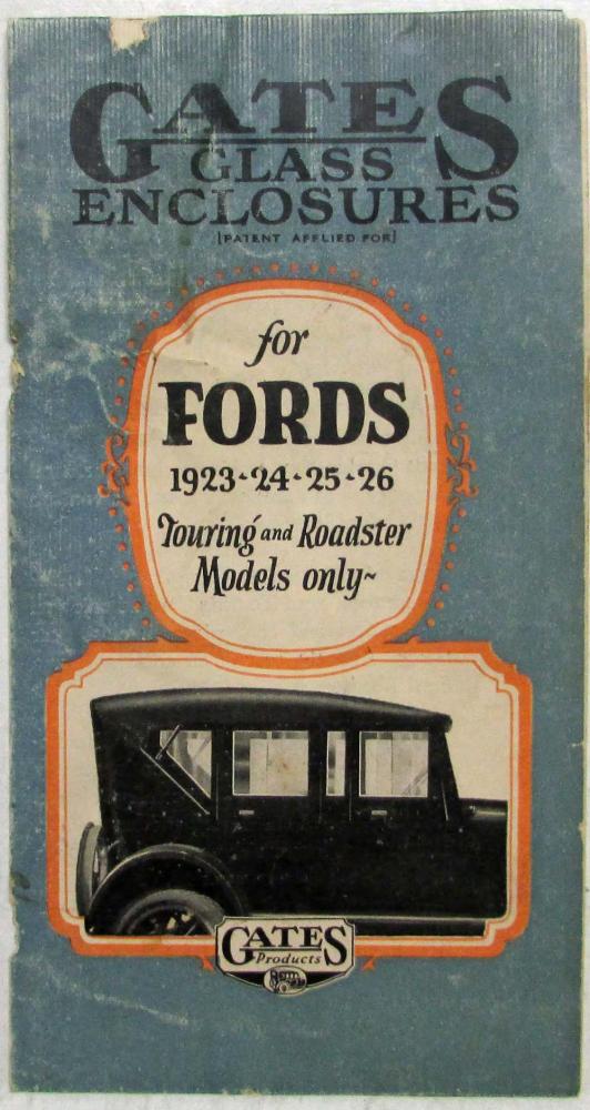 1926 Gates Glass Enclosures for 1923-1926 Fords Sales Folder - Touring/Roadster