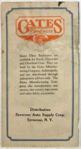 1926 Gates Glass Enclosures for 1923-1926 Fords Sales Folder - Touring/Roadster