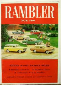 1961 Rambler American Classic Ambassador V8 Sales Brochure Mailer Insert XL Orig