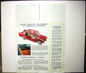 1961 Rambler American Classic Ambassador V8 Sales Brochure Mailer Insert XL Orig