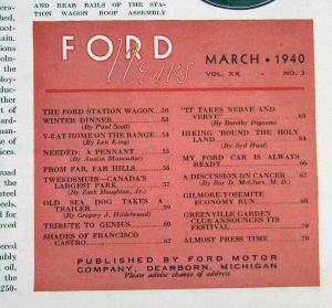 1940 Ford News Magazine March Issue Original