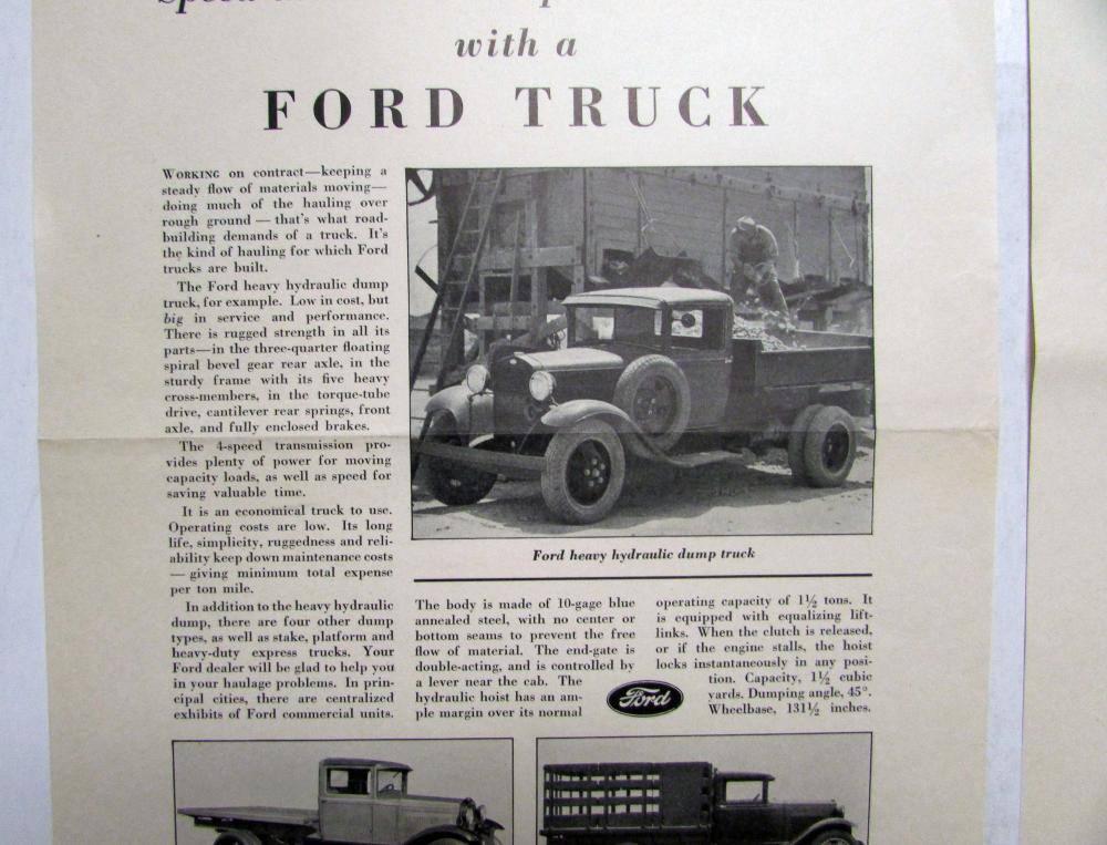 1932 Ford Heavy Hydraulic Dump Truck Platform Stake Ad Proof