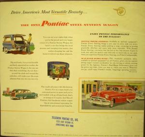 1953 Pontiac Steel Station Wagon Dealer Sales Brochure