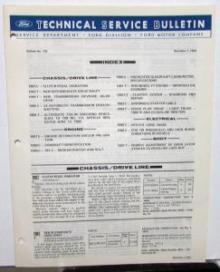 1969 Ford Service Department Technical Service Bulletin Nov 7 No 126