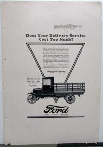 1926 Ford One Ton Truck Stake Body Model T Closed Cab Ad Proof