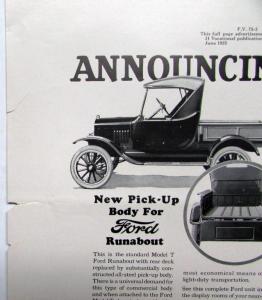 1925 Ford Model T Runabout Pickup Truck Ad Proof